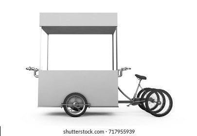 Vintage ice cream bicycle cart bus 3d illustration.