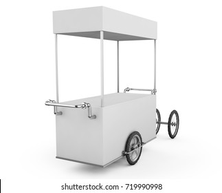Vintage ice cream bicycle cart bus 3d illustration.