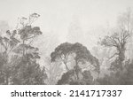 Vintage illustration with trees on grunge background. Design for wallpaper, photo wallpaper, fresco, mural and other.