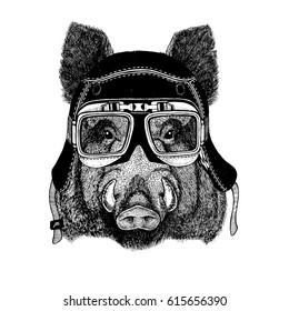 Vintage Images Of Hog For T-shirt Design For Motorcycle, Bike, Motorbike, Scooter Club, Aero Club