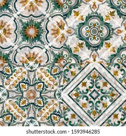 Vintage Italian 
Tile With Moroccan Pattern