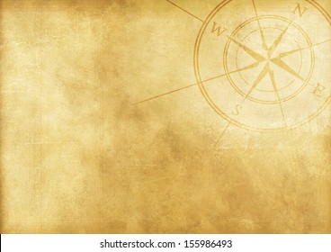 Vintage Journey Background with Compass Rose. Aged Paper Background.