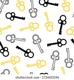 Vintage Key Seamless Pattern. The Key to the Lock on a White Background.