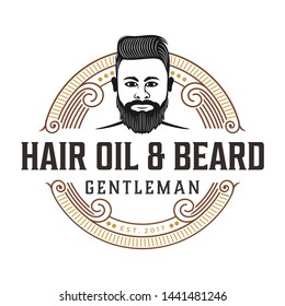 vintage logo for hair oil and beard