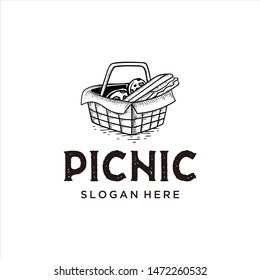 Vintage Logo For Picnic / Holiday / Travel. Simple Icon Hand Drawn Style