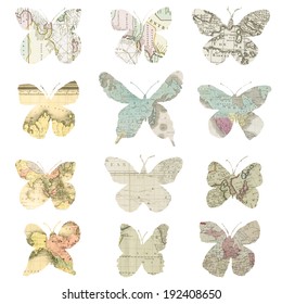 vintage map digital scrapbook butterflies travel stock illustration 192408650 shutterstock