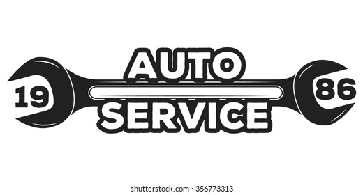 Vintage Mechanic Auto Service Repair Label, Emblem And Logo. Illustration. Car Service