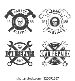 Set Vintage Mechanic Labels Emblems Logo Stock Vector (Royalty Free ...