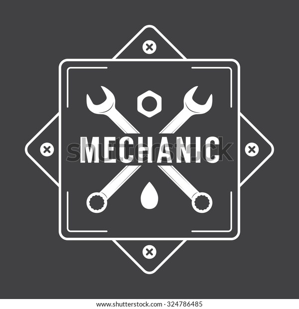 Vintage\
mechanic label, emblem and logo.\
Illustration