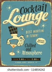 Vintage Metal Sign - Cocktail Lounge - JPG Version