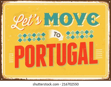 Vintage metal sign - Let's move to Portugal - JPG Version
