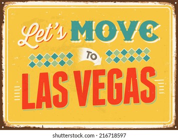 Vintage Metal Sign - Let's Move To Las Vegas - JPG Version