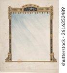 Vintage mirror frame with ornate floral design. Decorative frame features intricate floral patterns. Elegant floral accents on the vintage frame. Vintage gouache illustration art.