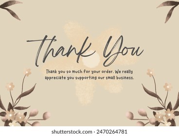 Vintage and modern thank you card template design, with a beautiful and abstract flower background. Day 05 - Powered by Shutterstock