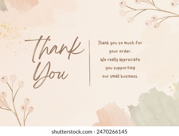 Vintage and modern thank you card template design, with a beautiful and abstract flower background. Day 09 - Powered by Shutterstock