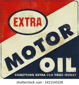 Vintage Motor Oil Sign With Textured Grunge Background