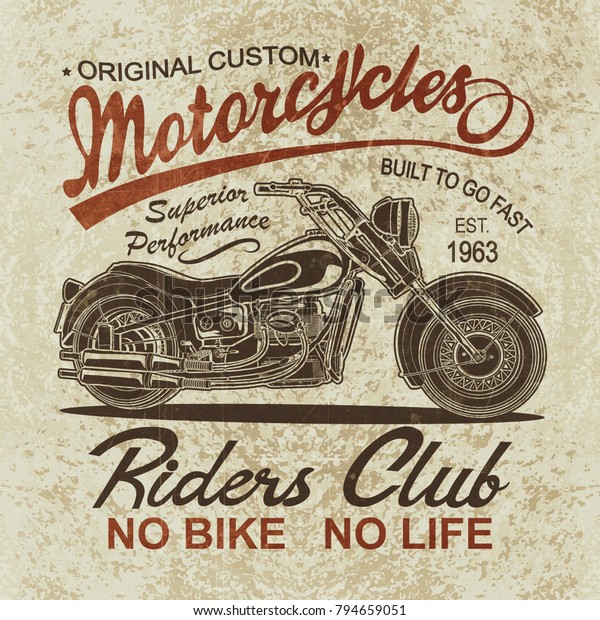 Vintage  motorcycle
 poster , t-shirt 
print.