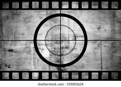 Vintage Movie Film Strip With Countdown Border Over Grunge Background