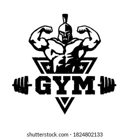 vintage muscular warrior body, logo, cartoon, mascot, character