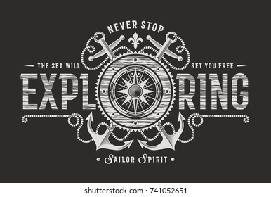 Vintage Never Stop Exploring Typography Tshirt Stock Vector (Royalty ...