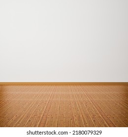 Vintage old brown wooden floor texture with white brick wall dust grime for background - Shutterstock ID 2180079329