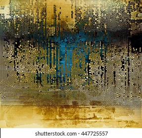 Vintage old-style texture, worn and rough grunge background with different color patterns: yellow (beige); brown; blue; black