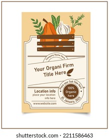 Vintage Organic Firm And Farmer Food Festival Flyer Design For Sale