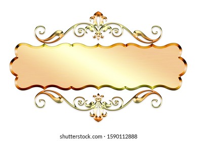 Vintage Ornament Metallic Golden Frame Stock Illustration 1590112888 ...