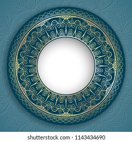 Vintage Ornamental Round Frame For Greeting Card, Invitation Or Packaging Design. Illustration