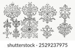 Vintage ornaments by Andreas Bretschneider (1578-1640). Vintage pattern set collection. Vintage art drawing illustration pattern, old painting art print set of patterns and decorative ornaments.