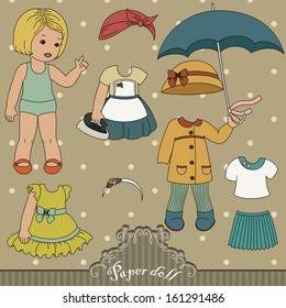 Vintage Paper Doll And Her Outfits