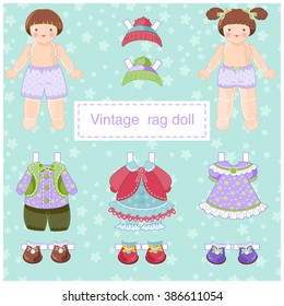 Vintage Paper Dolls  With Clothes. Handmade. Sewing Toys