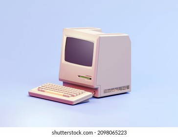 Vintage Personal Desktop Computer. 3D Illustration.