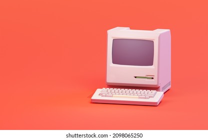 Vintage Personal Desktop Computer. 3D Illustration.