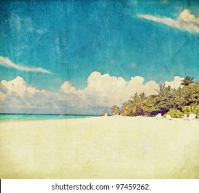 Vintage Photo Beach. Maldives