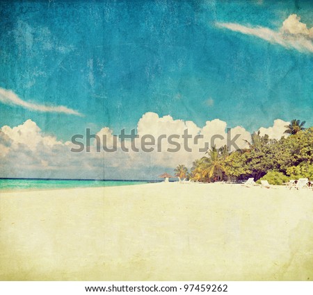 vintage photo beach. Maldives Stock foto © 
