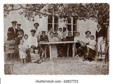 Vintage Photo Of A Family (Russia, End Of 19th Century)