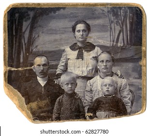 Vintage Photo Of A Family (Russia, End Of 19th Century)