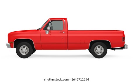 Vintage Pickup Truck Isolated (side View). 3D Rendering