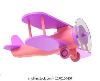 Vintage pink airplane. Flat lay illustration of love concept. White isolated background. 3d render - Powered by Shutterstock