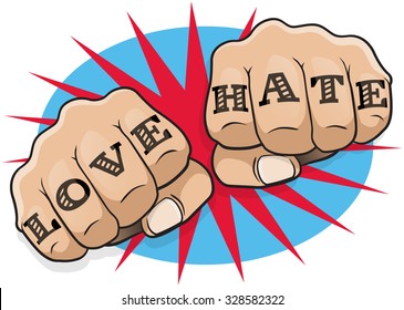 Love Hate Tattoo Stock Illustrations Images Vectors Shutterstock