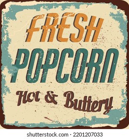 Vintage Popcorn Metal Sign.Retro Poster 1950s Style.