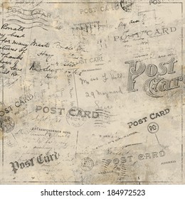 Vintage Postal Elements And Grunge Textured Background