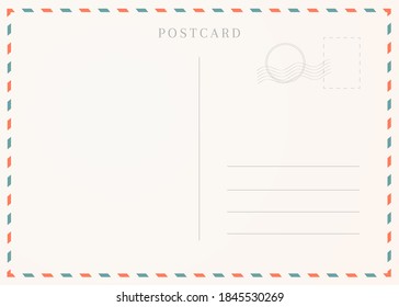 Vintage postcard template. Postal card illustration for design.