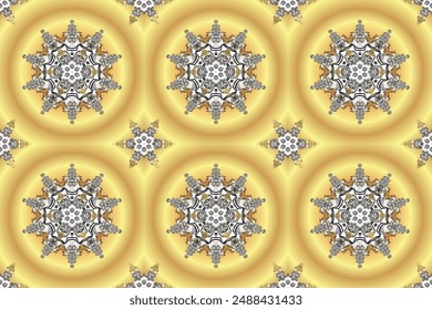 Vintage raster pattern. Colored over beige, yellow and gray. Decorative ornate round mandala. Invitation, wedding. Colored stickers, flash temporary tattoo, mehndi and yoga design, boho, magic symbol. - Powered by Shutterstock