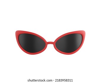 Vintage  Red Cat Eye Sunglasses In 3D Rendering.