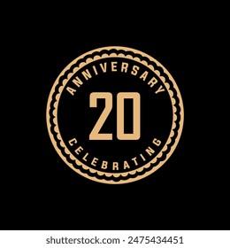 vintage retro 20 year anniversary celebration with circle border. happy anniversary greeting celebrates event isolated on black background. - Powered by Shutterstock