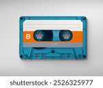 Vintage Retro Cassette, cassette tape isolated on white, retro audio tape, 3d illustration, 3d rendering