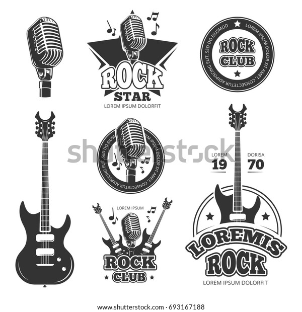 Vintage Rock Roll Music Labels Emblems Stock Illustration 693167188 Vintage Music Logos