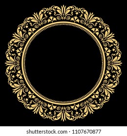 Vintage Gold Raster Background Circle Frame Stock Illustration ...